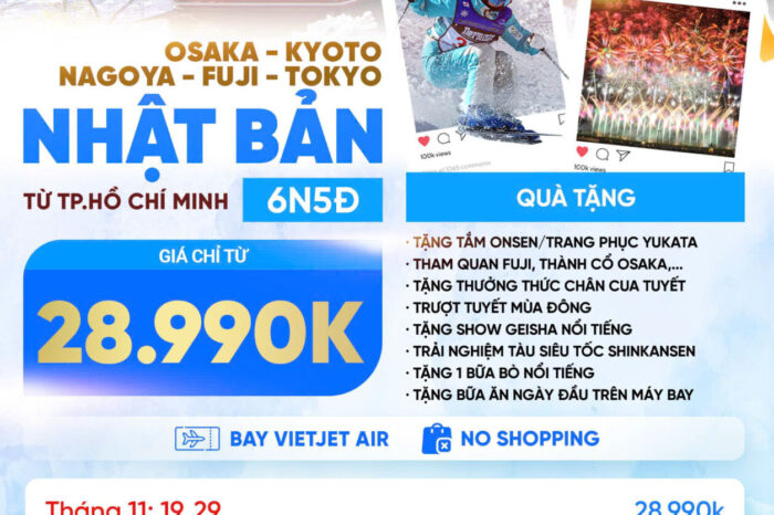 Tour Nhật Bản 2026 từ Tp. Hồ Chí Minh 6N5Đ